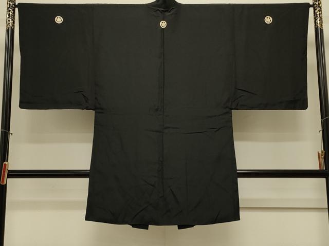 平和屋着物＃男性　長羽織　黒紋付き　正絹　逸品　CABL3127in