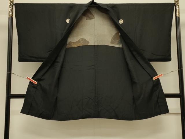 平和屋着物＃男性　長羽織　黒紋付き　正絹　逸品　CABL3127in