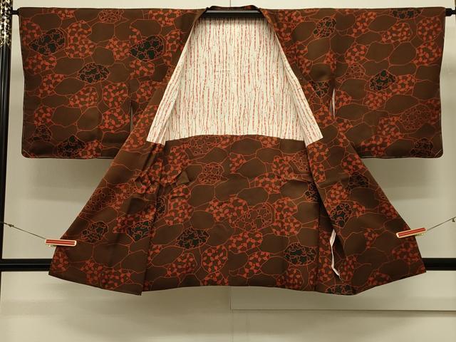 平和屋着物＃道行コート　枝葉文　正絹　逸品　未使用　CABL3135in