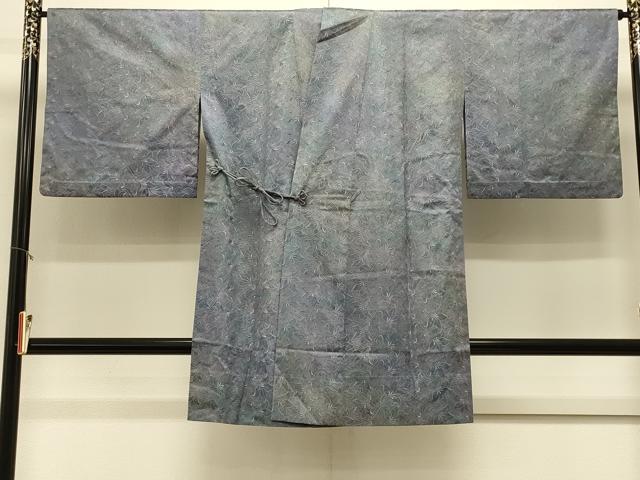 平和屋着物＃道中着　総刺繍　単衣　草花文　暈し染め　ロング丈　正絹　逸品　CABL3141in