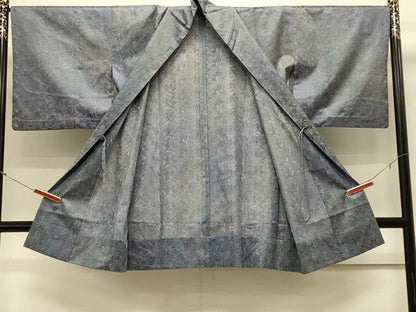 平和屋着物＃道中着　総刺繍　単衣　草花文　暈し染め　ロング丈　正絹　逸品　CABL3141in