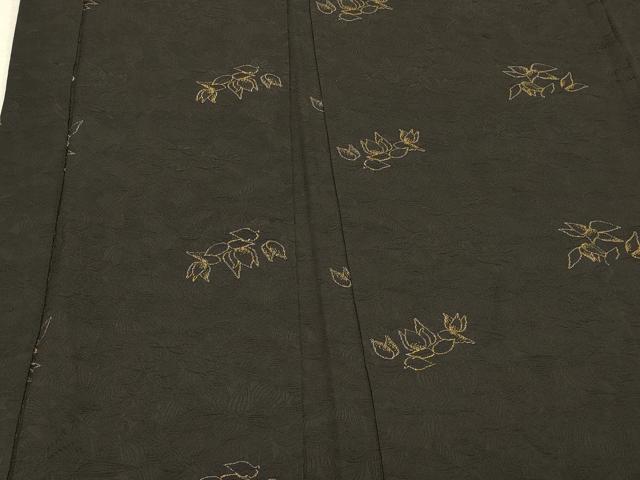 平和屋着物＃羽織　寿光織　舞葉文　黒地　金糸　正絹　逸品　CABL3144in