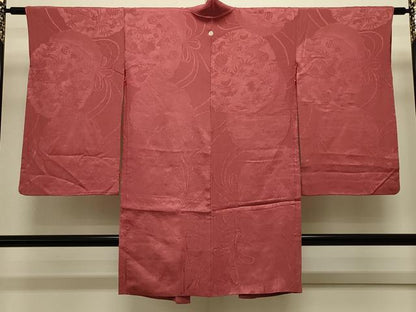 平和屋着物＃長羽織　色無地　鏡裏宝尽くし花地紋　紅鳶色　正絹　逸品　CABL3145in