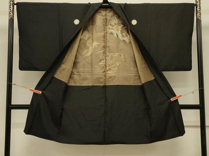 平和屋着物＃男性　長羽織　黒紋付き　正絹　逸品　CABL3159in