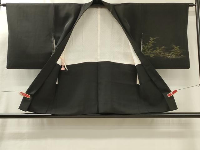 平和屋着物＃羽織　寿光織　霞笹竹文　黒地　金糸　正絹　逸品　未使用　CABL3170in