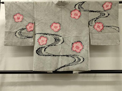 平和屋着物＃羽織　総絞り　流水舞梅文　正絹　逸品　CABL3182in