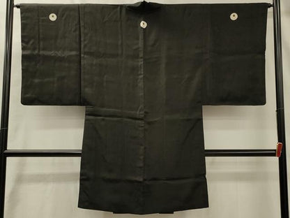 平和屋着物＃男性　長羽織　黒紋付き　正絹　逸品　CABL3187in