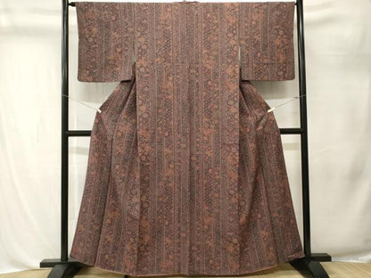 平和屋着物■上質な小紋　花蝶鳳凰更紗雪輪間道　正絹　逸品　CABL3202ev
