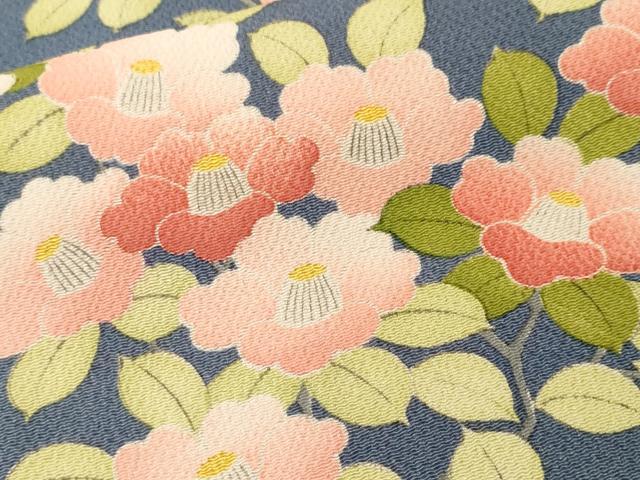 平和屋着物■上質な小紋　枝椿文　鬼しぼ縮緬　正絹　逸品　CABL3205ev