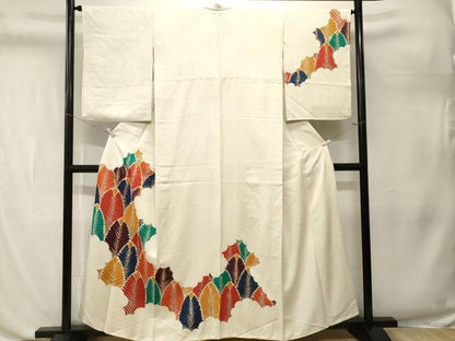 平和屋着物■訪問着　駒刺繍　枝葉文　金彩　正絹　逸品　CABL3206ev