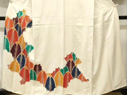 平和屋着物■訪問着　駒刺繍　枝葉文　金彩　正絹　逸品　CABL3206ev