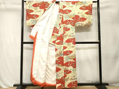 平和屋着物■上質な小紋　雲取り風景文　金彩　正絹　逸品　CABL3207ev