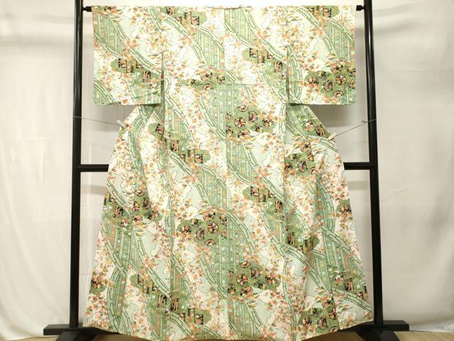 平和屋着物■上質な小紋　松竹梅　色紙草花丸文　正絹　逸品　CABL3209ev