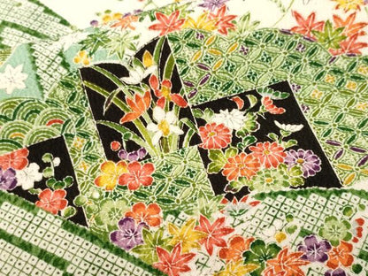 平和屋着物■上質な小紋　松竹梅　色紙草花丸文　正絹　逸品　CABL3209ev