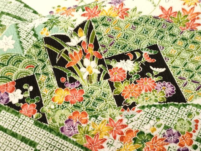 平和屋着物■上質な小紋　松竹梅　色紙草花丸文　正絹　逸品　CABL3209ev