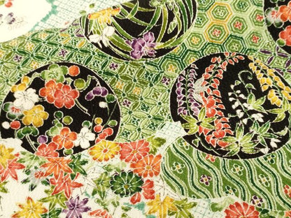 平和屋着物■上質な小紋　松竹梅　色紙草花丸文　正絹　逸品　CABL3209ev