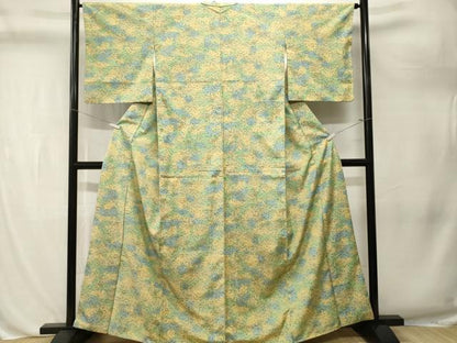 平和屋着物■上質な紬　草花文　正絹　逸品　CABL3211ev