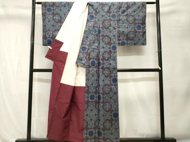 平和屋着物■本場大島紬　7マルキ　幾何学文　正絹　逸品　CABL3214ev