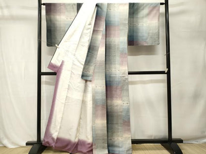 平和屋着物■上質な紬　横段花文　正絹　逸品　CABL3216ev
