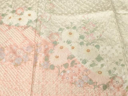 平和屋着物■訪問着　総絞り　檜垣草花文　正絹　逸品　CABL3218ev