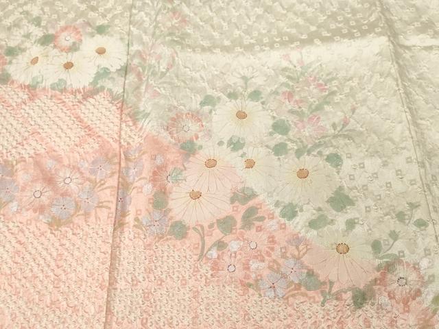 平和屋着物■訪問着　総絞り　檜垣草花文　正絹　逸品　CABL3218ev