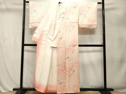 平和屋着物■上質な小紋　孔雀羽根枝花文　暈し染め　正絹　逸品　CABL3220ev