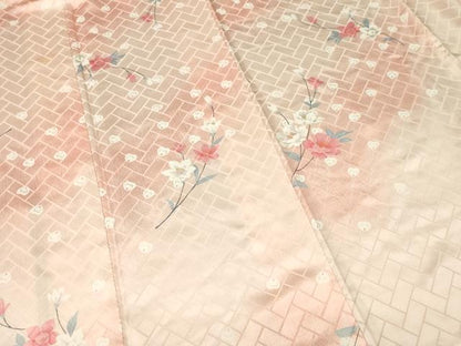 平和屋着物■上質な小紋　孔雀羽根枝花文　暈し染め　正絹　逸品　CABL3220ev