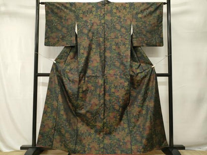 平和屋着物■本場大島紬　更紗草花文　正絹　逸品　CABL3221ev