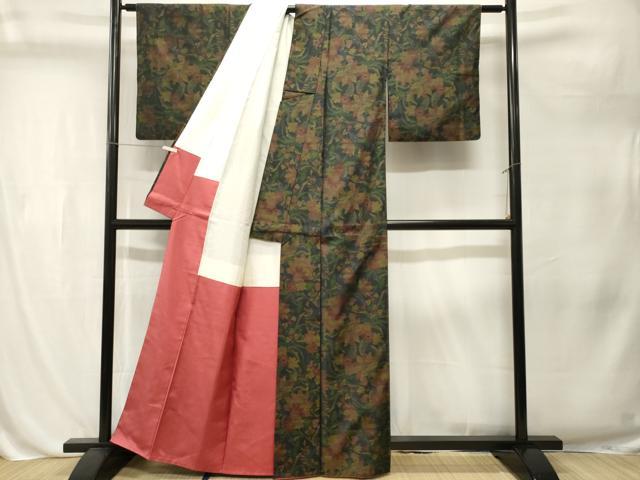 平和屋着物■本場大島紬　更紗草花文　正絹　逸品　CABL3221ev