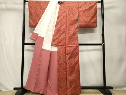 平和屋着物■本場染大島紬　菱幾何学花文　正絹　逸品　CABL3225ev