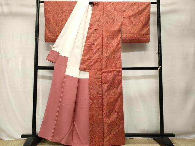 平和屋着物■本場染大島紬　菱幾何学花文　正絹　逸品　CABL3225ev