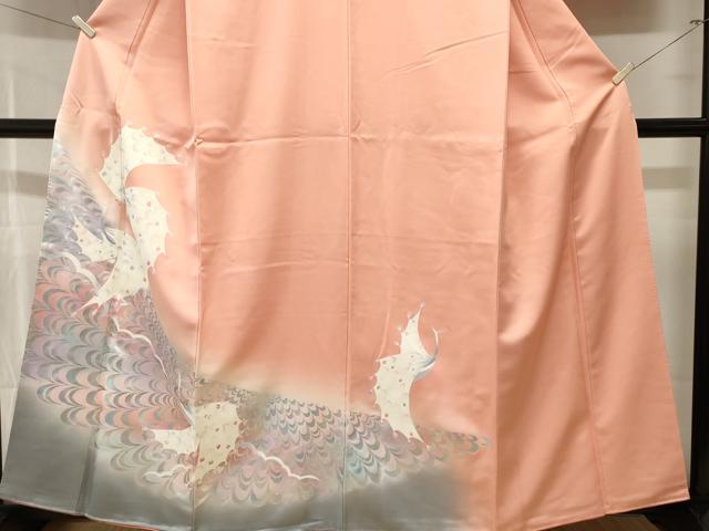 平和屋着物■訪問着　孔雀文　暈し染め　銀彩　正絹　逸品　CABL3237ev