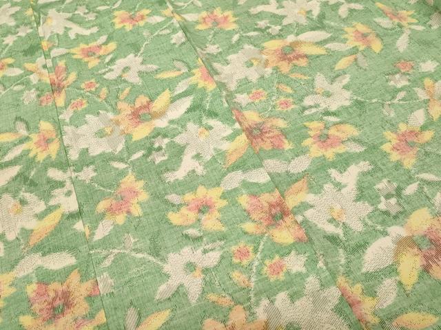 平和屋着物■上質な紬　更紗蔦の葉文　正絹　逸品　CABL3239ev