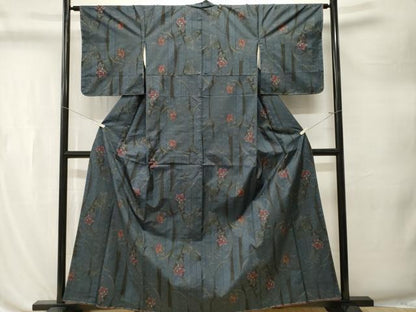 平和屋着物■本場大島紬　7マルキ　更紗枝花文　正絹　逸品　CABL3246ev