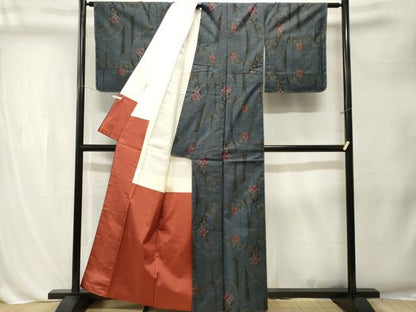 平和屋着物■本場大島紬　7マルキ　更紗枝花文　正絹　逸品　CABL3246ev