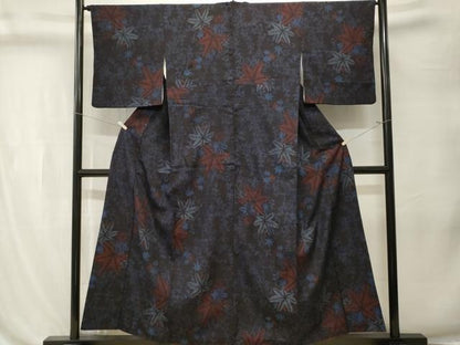 平和屋着物■上質な紬　万寿菊　楓文　正絹　逸品　CABL3249ev