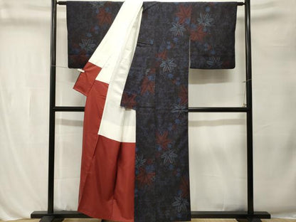 平和屋着物■上質な紬　万寿菊　楓文　正絹　逸品　CABL3249ev