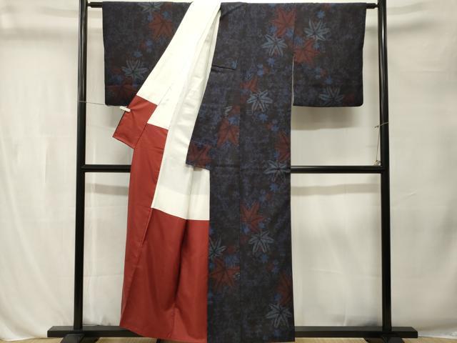平和屋着物■上質な紬　万寿菊　楓文　正絹　逸品　CABL3249ev