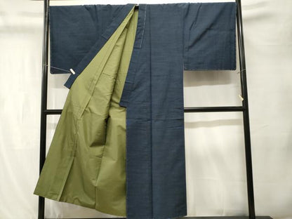 平和屋着物■男性　紬　濃藍色　キングサイズ　正絹　逸品　未使用　CABL3253ev