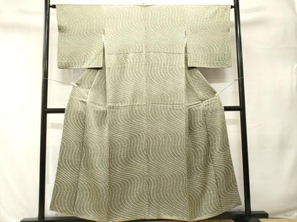 平和屋着物■上質な小紋　総絞り　よろけ縞　正絹　逸品　CABL3255ev