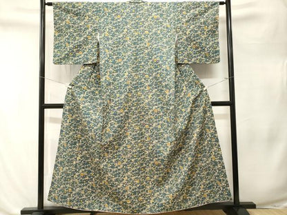 平和屋着物■上質な小紋　型染め　流水草花文　正絹　逸品　CABL3257ev