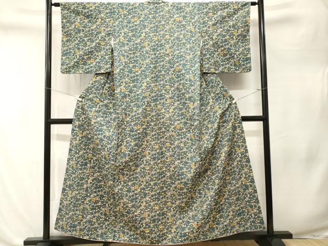 平和屋着物■上質な小紋　型染め　流水草花文　正絹　逸品　CABL3257ev