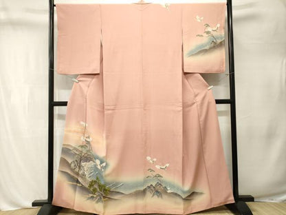 平和屋着物■訪問着　浜松飛鶴文　暈し染め　金銀彩　正絹　逸品　CABL3261ev