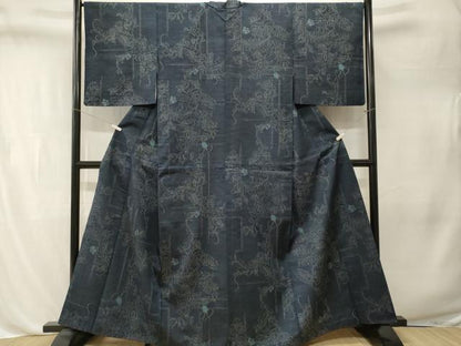 平和屋着物■上質な紬　更紗枝花文　正絹　逸品　CABL3264ev