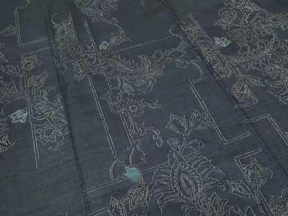 平和屋着物■上質な紬　更紗枝花文　正絹　逸品　CABL3264ev