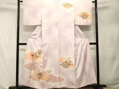 平和屋着物■訪問着　駒刺繍　松皮菱草花文　暈し染め　金彩　正絹　逸品　CABL3265ev
