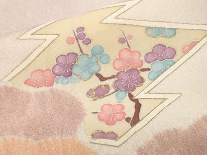 平和屋着物■訪問着　駒刺繍　松皮菱草花文　暈し染め　金彩　正絹　逸品　CABL3265ev