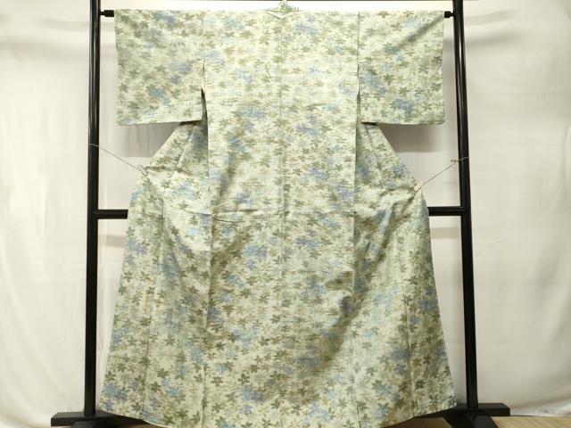 平和屋着物■上質な紬　草花文　正絹　逸品　CABL3266ev