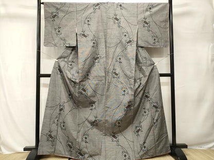平和屋着物■上質な紬　枝花文　正絹　逸品　CABL3269ev