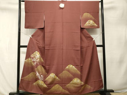 平和屋着物■訪問着　刺繍　遠山文　草花文　金銀彩　正絹　逸品　CABL3271ev